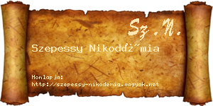 Szepessy Nikodémia névjegykártya